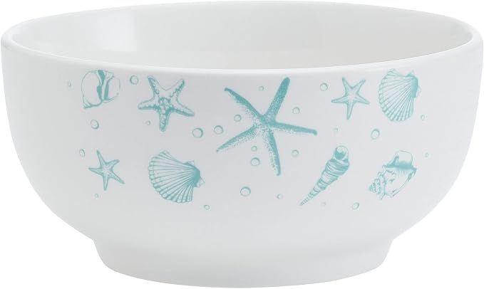 Studio Nova Tahiti Coastal 12 Piece Dinnerware Set, Service for 4, Multicolored Stoneware Plates and Bowls with Vibrant Coastal Design for Everyday Dining