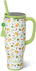 Swig Life 30oz Mega Mug, 30oz Tumbler with Handle and Straw, Large Insulated Tumblers, Cup Holder Friendly Travel Mug, Stainless Steel 30 oz Tumbler, Reusable Insulated Water Bottle (Taco Night)
