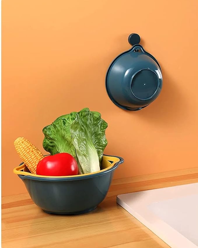6 Pieces Colander with bowl, Plastic Strainer for Pasta, Veggies and Fruits, BPA Free, Dishwasher Safe (blue, tiny)
