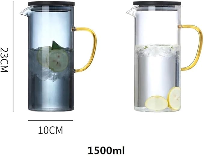 Pitcher Thickened Glass Cold Water Pitcher, Home Use Juice Teapot with Handle, Pitcher for Iced Tea Drinks with High Borosilicate Juice Water Pitcher (Clear)