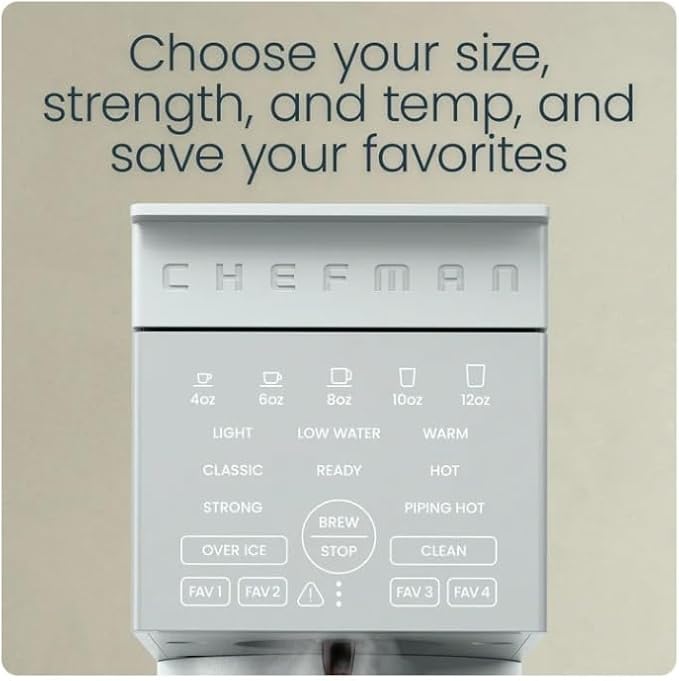 Chefman Automatic Single Serve Coffee Maker/Iced Works with K-Cup Pods & Ground Coffee Concrete Color