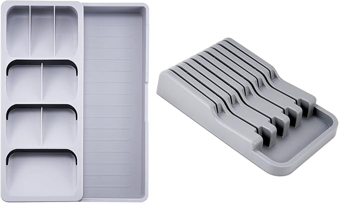 Expandable Cutlery Tray Kitchen Drawer Organizer and In-Drawer Knife Holder