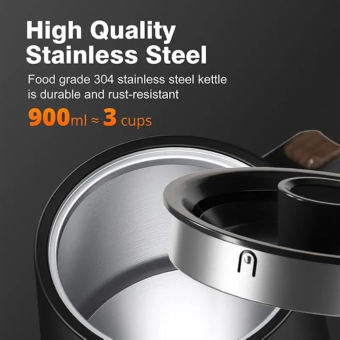 Gooseneck Electric Kettle with ±1℉ Temperature Control & Keep Warm for Pour Over Coffee & Tea, Rapid Boil, 304 Stainless Steel, Built-in Brew Timer, 1000W/ 0.9L