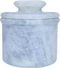 White Marble Butter Keeper with Lid | Soft Spreadable French Butter Crock for Countertop | Home and Kitchen Decor | Large (3 oz Capacity)
