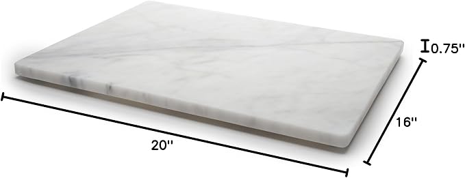 Fox Run Marble Pastry Board, 16" x 20" Natural White Marble Dough Board | Large Marble Board | Baking Essential | Perfect for Dough & Pastries | Marble Charcuterie Board | Naturally Cool & Nonstick