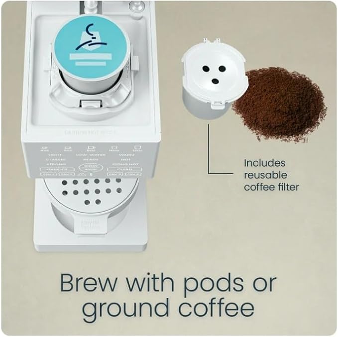 Chefman Automatic Single Serve Coffee Maker/Iced Works with K-Cup Pods & Ground Coffee Concrete Color