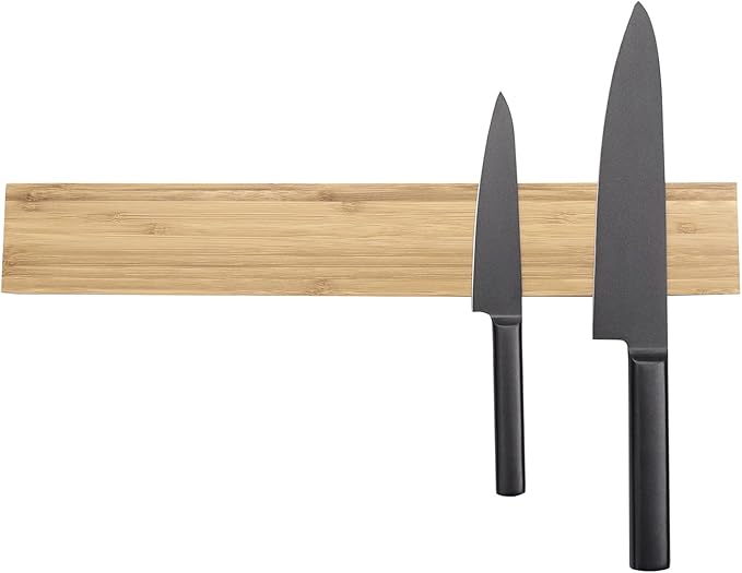 KITCHENDAO Bamboo Magnetic Knife Holder for Wall 17 inch Knife Magnetic Strip Bar Rack- 50% Stronger Magnet - Safe, Secure & Easy Storage Solution for Kitchen Knives, Metal Utensils & More