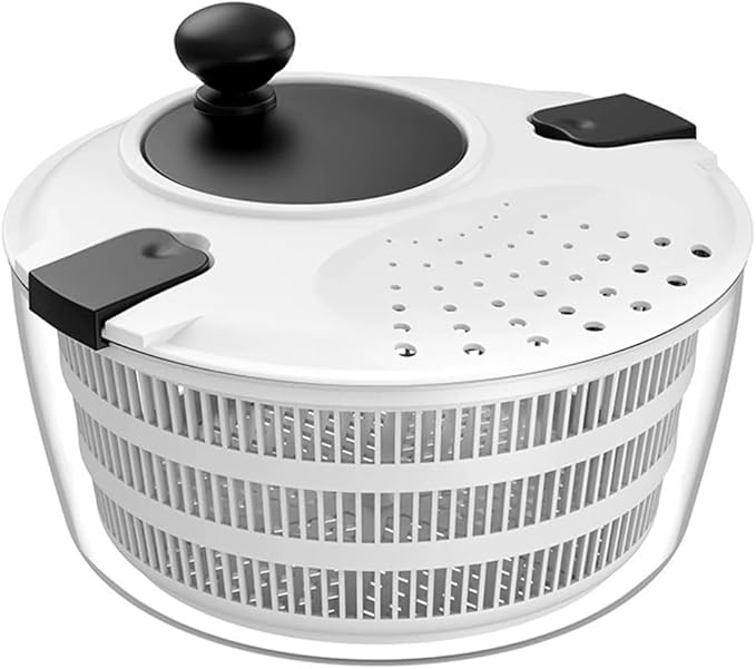 Collapsible Salad Spinner 4L - Hand Crank Vegetable & Fruit Dryer, Removable Basket for Washing, Space Saving Kitchen Storage, BPA-Free (White)