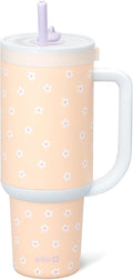 Ello Oasis 40 oz Tumbler with Handle & Retracting Straw | Reusable Insulated Stainless Steel Cup 100% Leakproof, Gifts for Teens Women Men | Keeps cold for 24 Hours, Cup Holder Friendly, Daisies