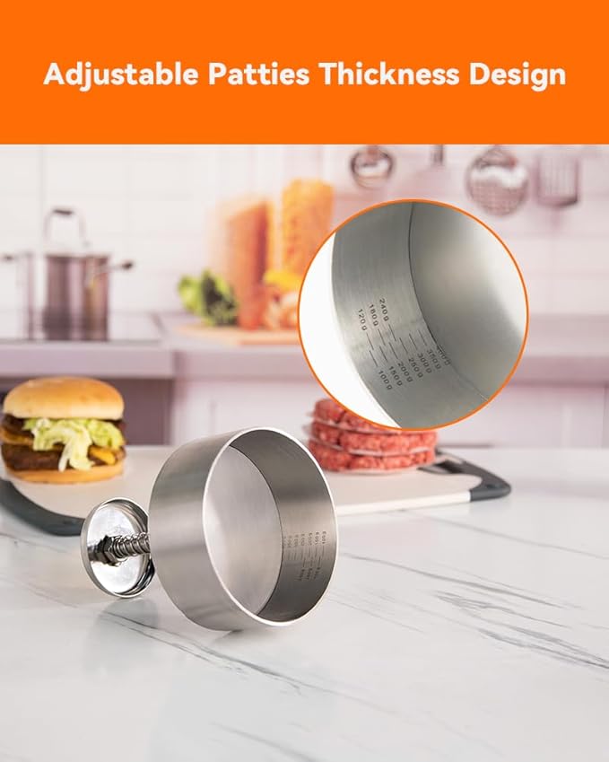 Brigii 304 Stainless Steel Burger Press,Hamburger Patty Maker, Heavy Duty Stainless Steel Burger Press for Ground Beef, Burgers (Dishwasher Safe) (BP01 PRO-5.5")