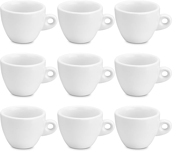 Reallnaive 10 Pcs 5 oz Porcelain Espresso Cup Set White Tiny Ceramic Coffee & Tea Mugs for Cafes Offices Homes and Restaurants