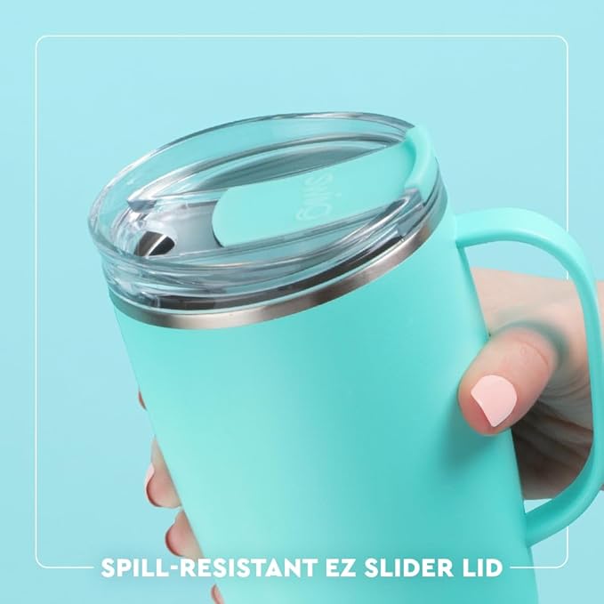 Swig Life 18oz Travel Mug, Insulated Tumbler with Handle and Lid, Cup Holder Friendly, Dishwasher Safe, Stainless Steel, Travel Coffee Cup (Garden Party)