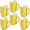 homEdge Porcelain Mug Set, 16 Ounces Cup for Tea, Latte, Mocha, Hot Chocolate, Set of 6, Yellow