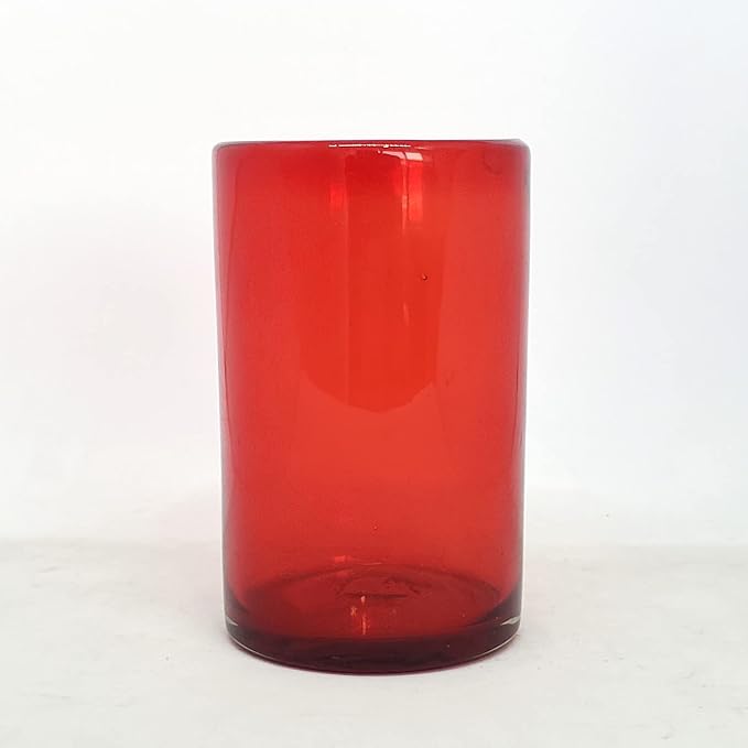 Solid Ruby Red 14 oz Drinking Glasses (set of 6), Recycled Glass, Lead-free, Toxin-Free (14oz Drinking)