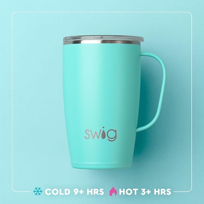 Swig Life 18oz Travel Mug, Insulated Tumbler with Handle and Lid, Cup Holder Friendly, Dishwasher Safe, Stainless Steel, Travel Coffee Cup (Disco Cowgirl)