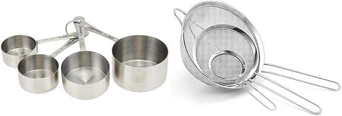 Cuisinart Stainless Steel Measuring Cups Set of 4 and 3 Count Strainers Set