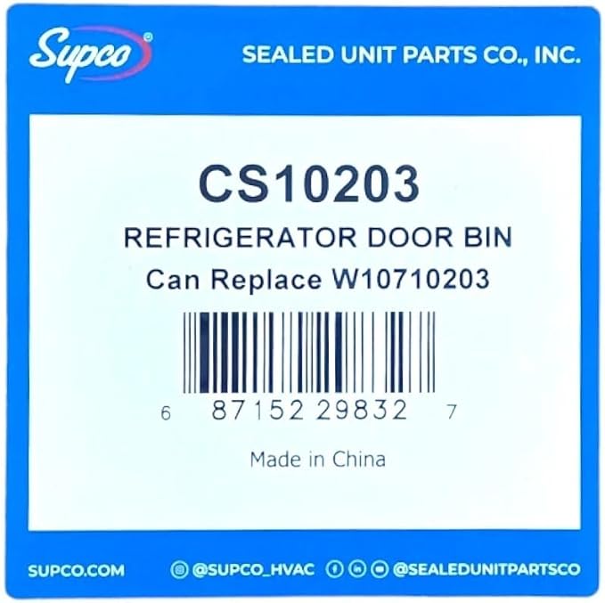 CS10203 Compatible with Whirlpool Supco Refrigerator Door Bin W10710203 WPW10710203 AP6023888 W10451871 W10710203 3436767 PS11757236 W10463668 WPW10710203VP