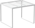 Kitchen Cabinet Storage Shelf Stackable Wire Spice Rack Organizer Heavy Duty Space Saver for Bathroom Bedroom Closet Laundry Room Office Countertop - White, Pack 1