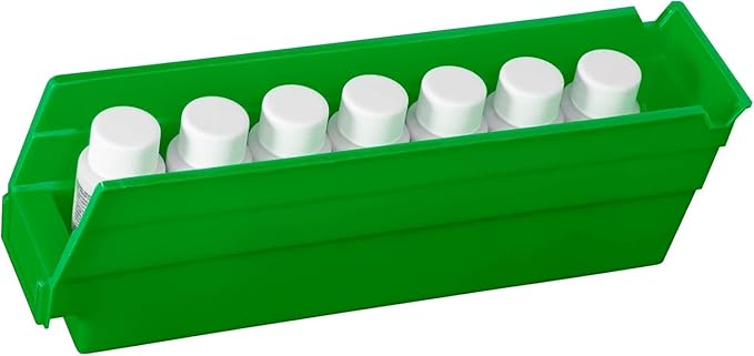 Akro-Mils 30110 Plastic Shelf Bins, Heavy Duty Storage Bins for Garage, Closet, and Drawer Organization, 12-Inch x 3-Inch x 4-Inch, Green, 24-Pack