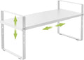 Across-Star Expandable Cabinet Shelf Organizer Rack, Stackable Kitchen Counter Storage Shelves Stand, Adjustable Height Pantry Shelf Spice Rack (White, 1 Pack)