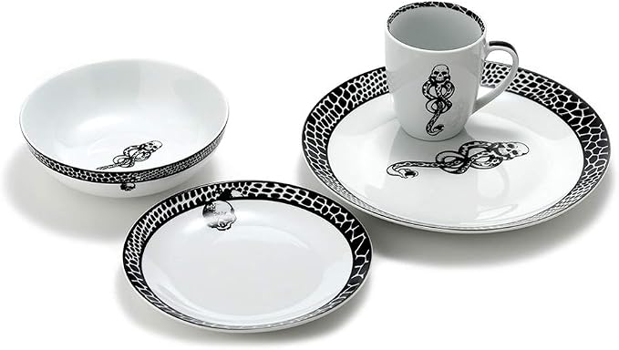 Harry Potter Voldemort Death Eater Dark Mark Porcelain 16 Piece Dinner Set, Includes Plates, Cups, and Bowls
