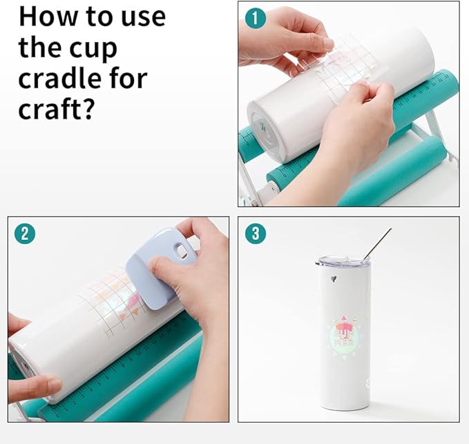 PYD Life Cup Tumbler Cradle Holder for Crafting Vinyl Application Mint Green with Foam Measurements 3 Adjustable Width for Tumblers Cups Mugs Bottles Epoxy Crafts