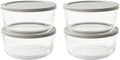 8-Piece Glass Food Storage Containers Set (4 Containers + 4 BPA-Free Lids) | 6.5-Cup, Leakproof | Microwave, Freezer, Oven & Dishwasher Safe | Ideal for Meal Prep & Pantry Organization, Grey