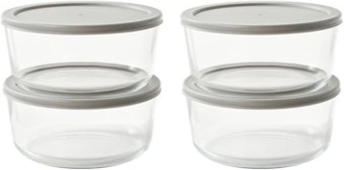 8-Piece Glass Food Storage Containers Set (4 Containers + 4 BPA-Free Lids) | 6.5-Cup, Leakproof | Microwave, Freezer, Oven & Dishwasher Safe | Ideal for Meal Prep & Pantry Organization, Grey