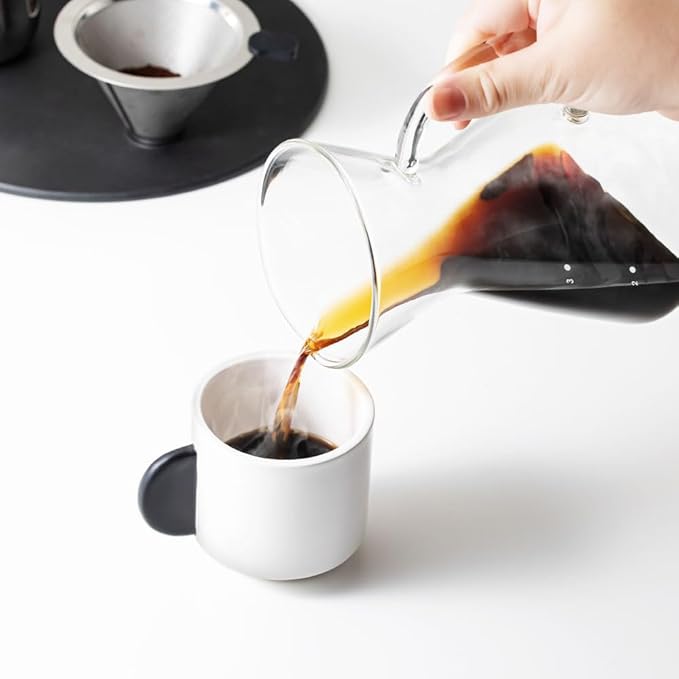 &NE NNS-371 Glass Dripper & Server with Stainless Steel Filter, Clear, Width 6.3 x Depth 4.7 x Height 6.1 inches (16 x 12 x 15.5 cm), Actual Capacity, 15.9 fl oz (450 ml), Heat Resistant Glass
