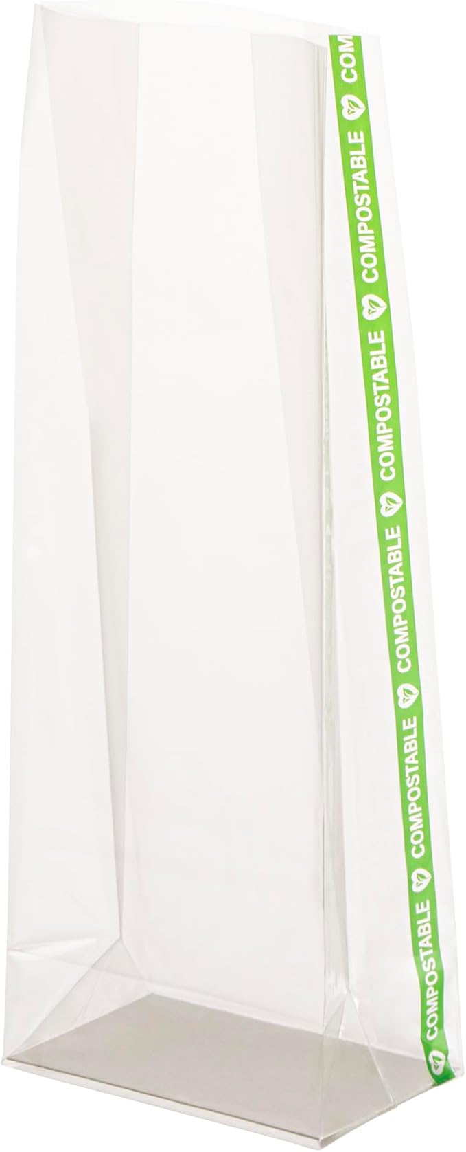 Resturantware Plastic Gusset Bags 100 Count 3" x 2" x 8" Wicker Dispensing Bottom Gusset Clear Plastic Bags Heat Sealable For Sourdough Bread Cookies Pastries Rolls For Home Bakers And Bakeries