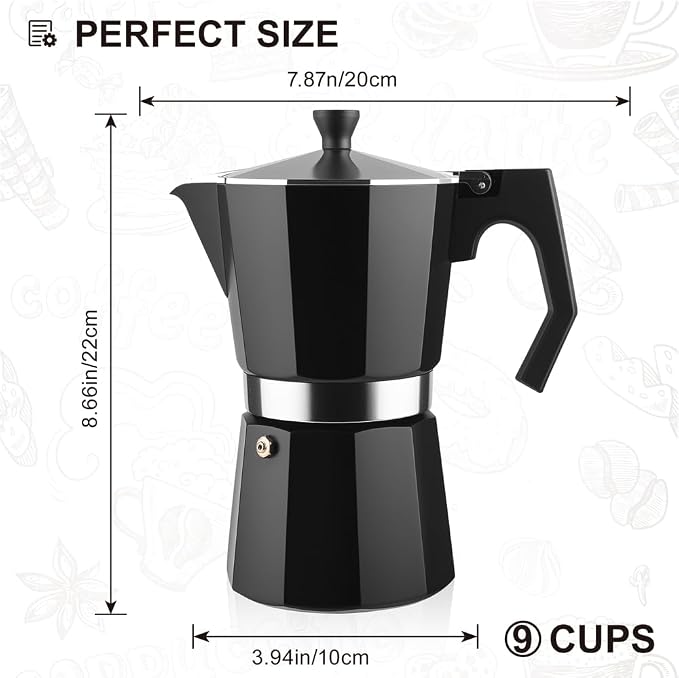 wedrink 9 Cup Stovetop Espresso Maker Aluminium Moka Pot Percolator(450ml)
