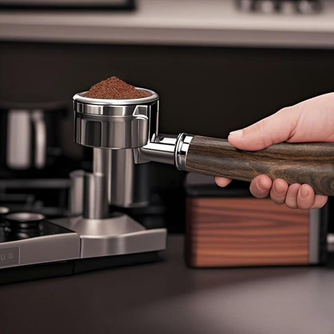 58mm Bottomless Portafilter for Bre ville Oracle & Dual Boiler | Fits BES920XL BES980XL BES990BSS | Nak ed Portafilter wi th Black Rosewood Handle & 58mm Filter Basket - Not for 54mm Series