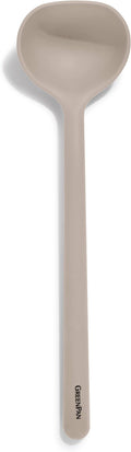 GreenPan Silicone Ladle, Soup Mixing Stirring Serving, Cooking Kitchen Utensil, Flexible Rubber Nonstick Cookware, Rigid Steel Core, Heat-Resistant, Anti-Slip Handle, BPA-Free, Dishwasher Safe, Taupe