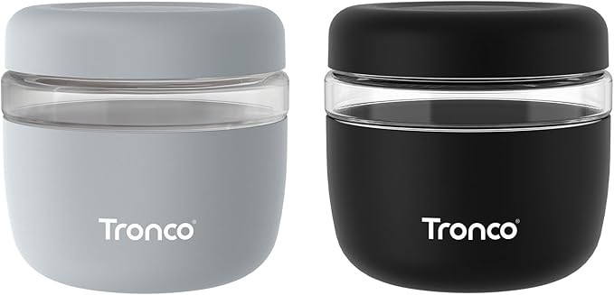 Tronco 24 oz Glass Food Storage & Lunch Bowl Containers with Airtight Lids | Leak & Spill Proof Meal Prep Container & Food Storage Jar for Lunch, Salad, Oats, Soup, BPA-Free, Microwave & Dishwasher Safe