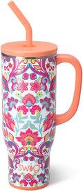 Swig Life 30oz Mega Mug, 30oz Tumbler with Handle and Straw, Large Insulated Tumblers, Cup Holder Friendly Travel Mug, Stainless Steel 30 oz Tumbler, Reusable Insulated Water Bottle (Flourish)