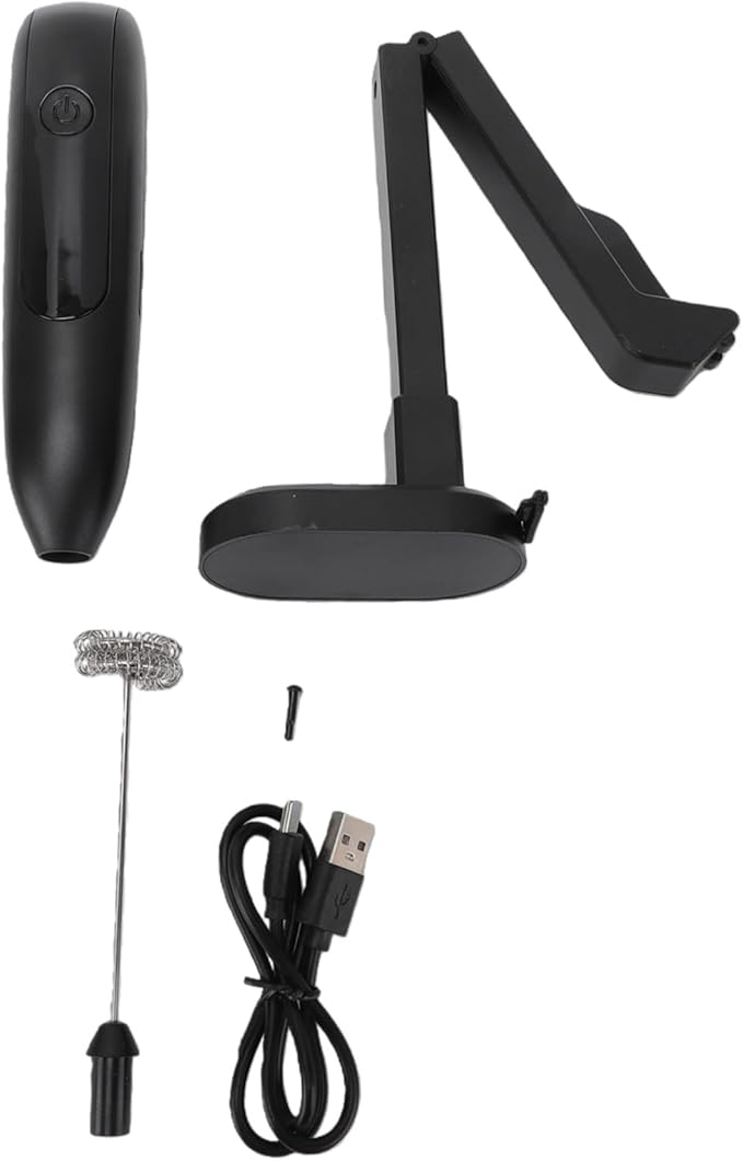 AMONIDA Handheld Milk Frother Wand, Electric Milk Foamer, Cordless USB Rechargeable Drink Mixer with One Button Operation, Ideal for Coffee Hot Chocolate Protein Foam (Black)