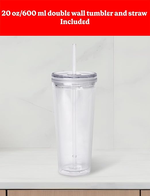 Betty Crocker Coffee Maker for Iced & Hot Brew, Brews in 4 Minutes, Compact Iced Coffee Machine with Chrome Accents, Reusable Filter, BPA-Free 20-Oz Tumbler & Straw, BC-4869B, Black