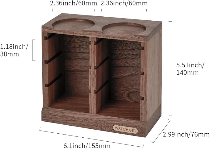 watchget Horizontal Espresso Portafilter Filter Basket Holder Rack - Wooden Precision Basket Storage Stand for 58mm Espresso Machines and 58mm Coffee Puck Screens