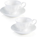 Fine Bone China Tea Cups and Saucers Set of 2, 4 Oz Vintage British Royal Style Espresso Coffee Cups for Afternoon Tea, Latte, Cappuccino, Elegant Gift