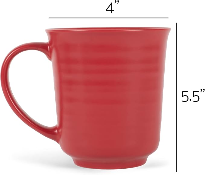 Elanze Designs Red Matte Glaze Finish 17 ounce Stoneware Coffee Cup Mugs Set of 4