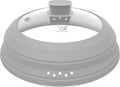 Microwave Splatter Cover Glass Cover Guard Lid with Collapsible Silicone for Food Pot Plate Cover 9.8 inch Light Grey