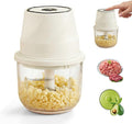 Electric Garlic Chopper, 2026 Upgraded Food Processor, USB Rechargeable Portable Wireless Veggie Chopper with 6 Stainless Steel Blades for Garlic, Onion, Chili, Nuts and Meat (white)