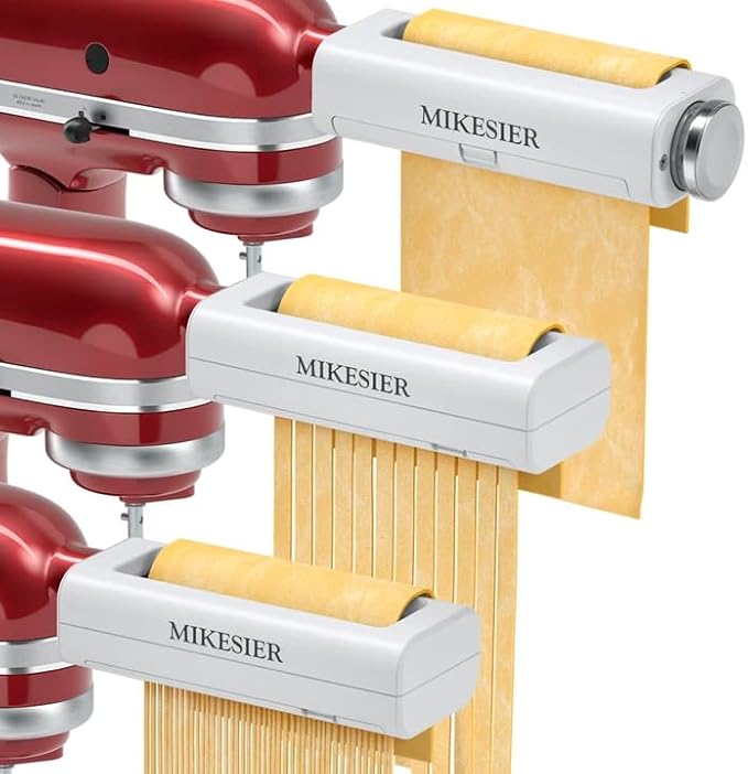 3 Pieces Pasta Maker Attachment for Kitchenaid Stand Mixers, Noodle Maker 3 PCs Set of Pasta Roller Fettuccine Cutter Spaghetti Cutter, Pasta Attachments Accessories with Cleaning Brush