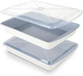 CARTMAN Cake Pan Set with Lids (2 Pans+2 Lids), 9x13 Inch Non-Stick Rectangular Coated Baking Pan, Healthy Toxin-Free Bakeware for Lasagna & Bread, Elegant Two-Tone Aesthetic Design, Cream