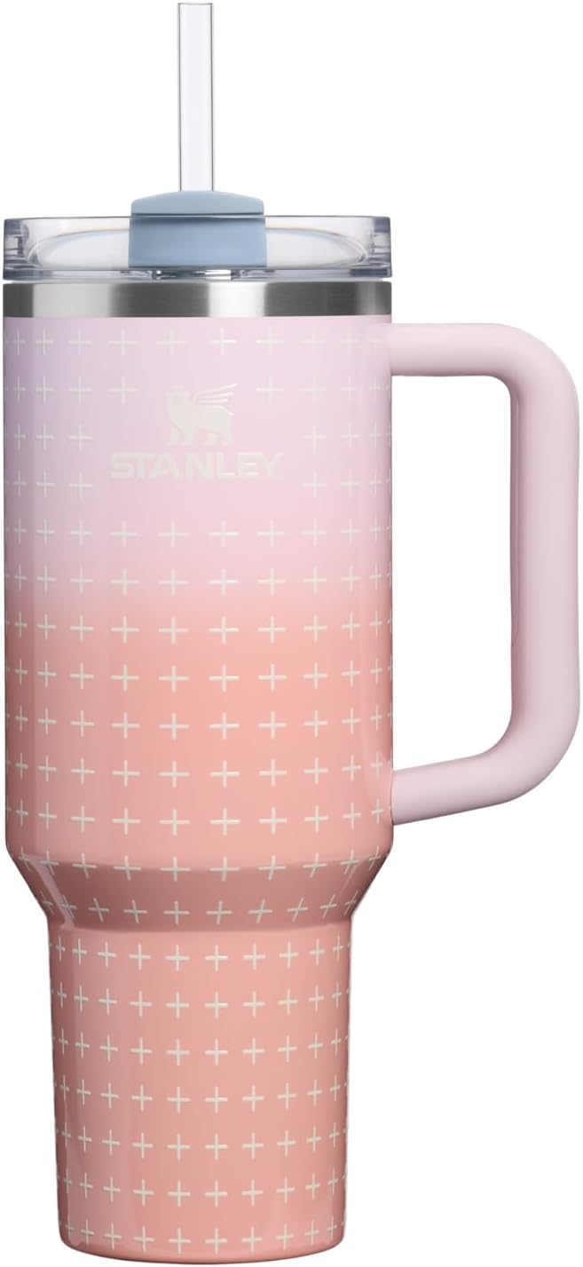 STANLEY Quencher H2.0 Tumbler with Handle and Straw 40 oz Flowstate 3-Position Lid Cup Holder Compatible for Travel Insulated Stainless Steel Cup BPA-Free Sorbet Plus