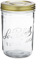Le Parfait Familia Wiss 32oz (1L) Extra Wide Mouth (110mm) Glass Canning Jar – 1PK Made in France, Airtight 2-Piece Lid, Reusable Zero Waste & Eco-Friendly for Kitchen Storage & Meal Prep