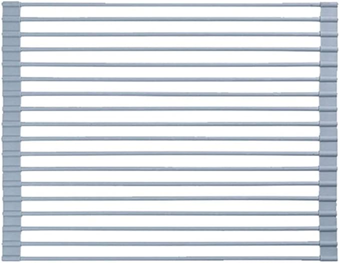Roll Up Dish Drying Rack Over The Sink Foldable Dish Drainer Silicone Covered Stainless Steel Rod Ends Multipurpose Kitchen Utensils Easy to Store(Size:50x33cm)(Tobes - 18,45x33cm)