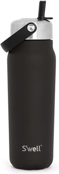 S'well Recycled Stainless Steel Explorer with Flip Straw Lid, 24oz, Onyx, Triple Layered Vacuum Insulated Containers Keeps Drinks Cold for 36 Hours and Hot for 8