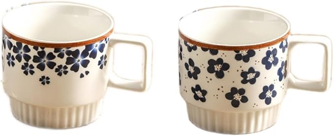 Ceramic Coffee Mugs 12 oz, Cups Set of 2, Mug for Coffee Milk Latte Cappuccino Tea, for Office Home shwasher Microwave Freezer Safe（Blue）