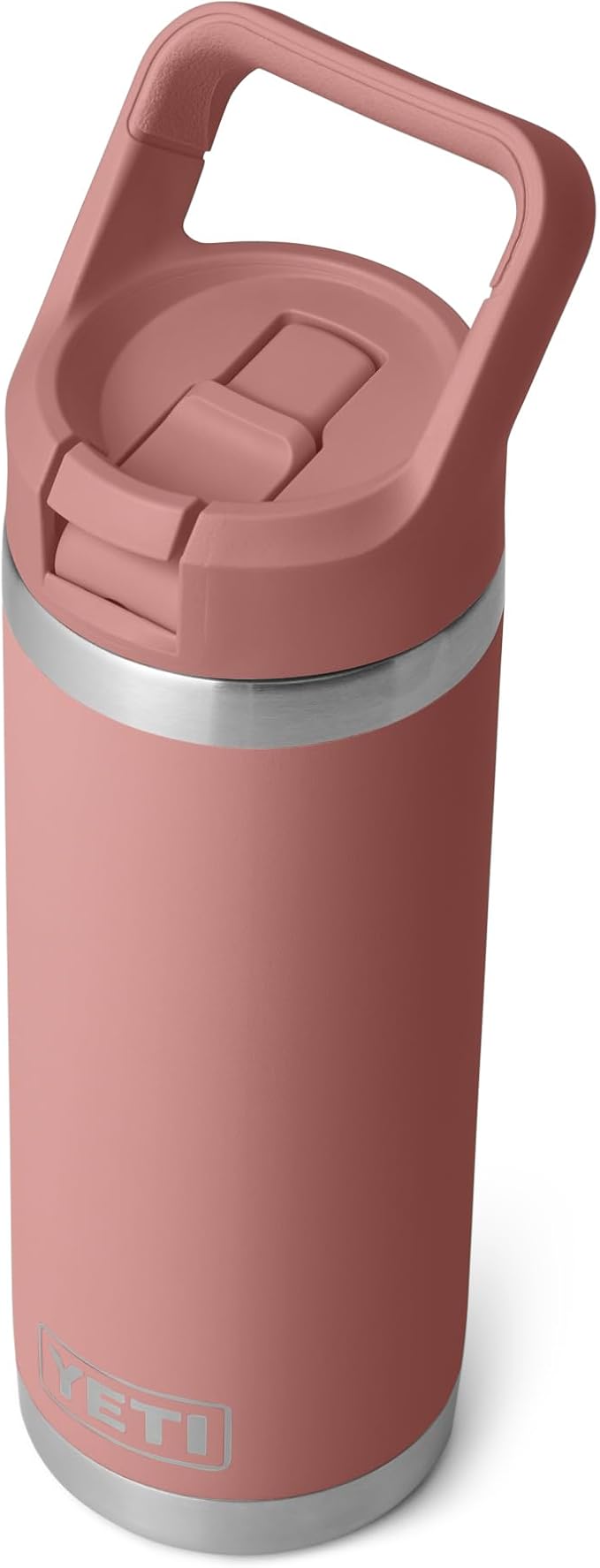 YETI Rambler 18 oz Bottle, Vacuum Insulated, Stainless Steel with Color Matching Straw Cap, Sandstone Pink
